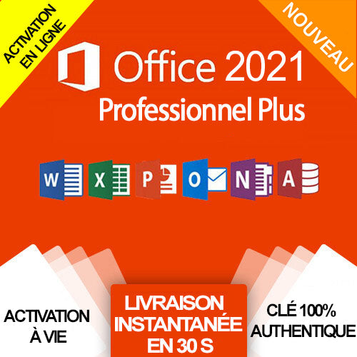 Microsoft Office 2021 Professionnel Plus | Clé d'Activation à vie, et en ligne |  1 PC